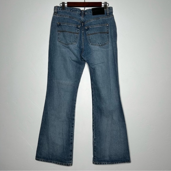 Vintage Y2K Express Extreme Flare Denim Jeans Mid Wash Size 9/10R 90's - Picture 2 of 13